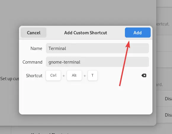 Set Terminal Debian shortcut