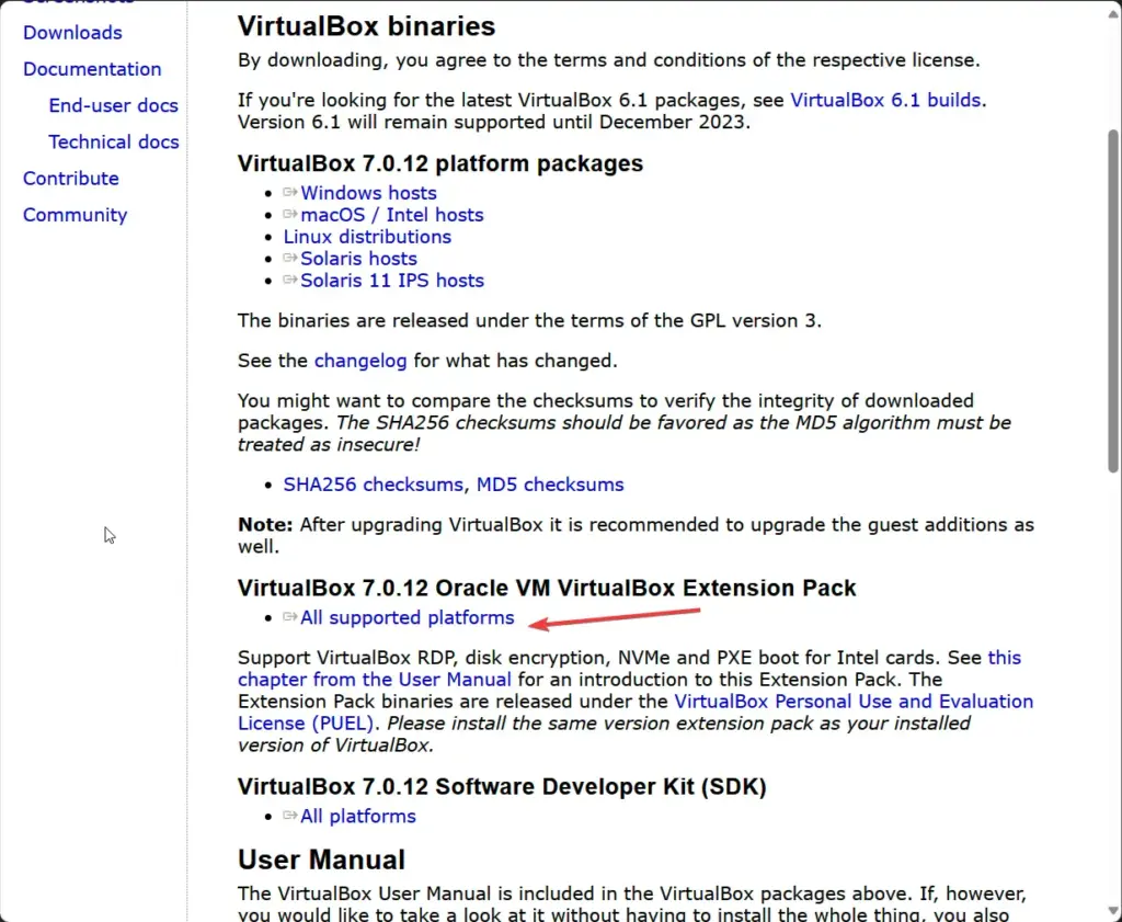 virtualbox extension package