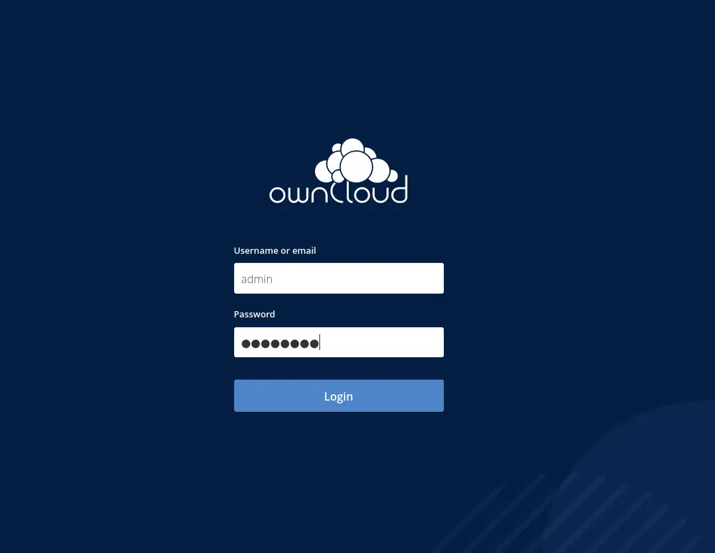 Login to owncloud