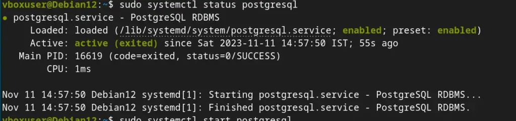 Verify PostgreSQL service status