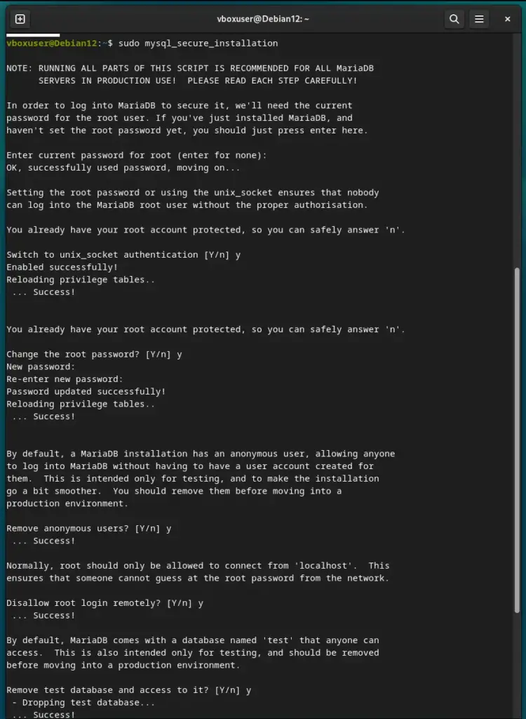 script to secure mysql installation