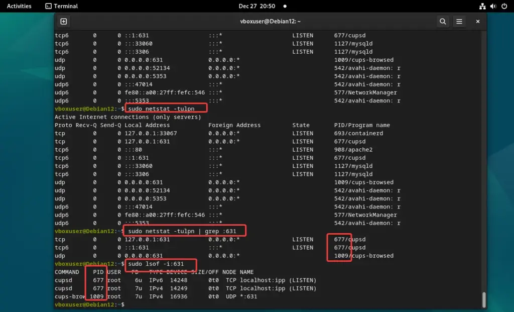 netstat tp list ports in linux