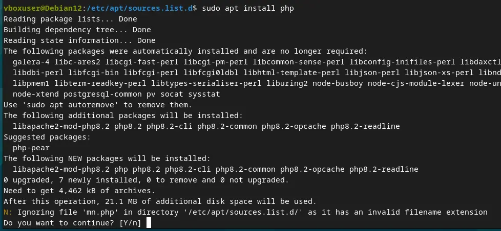 php installation in Debian 12