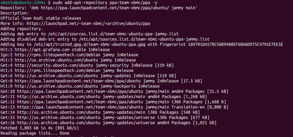 Add Kodi PPA in Ubuntu 22.04