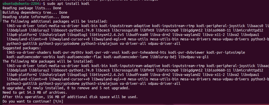 Command to install KODI in Ubuntu
