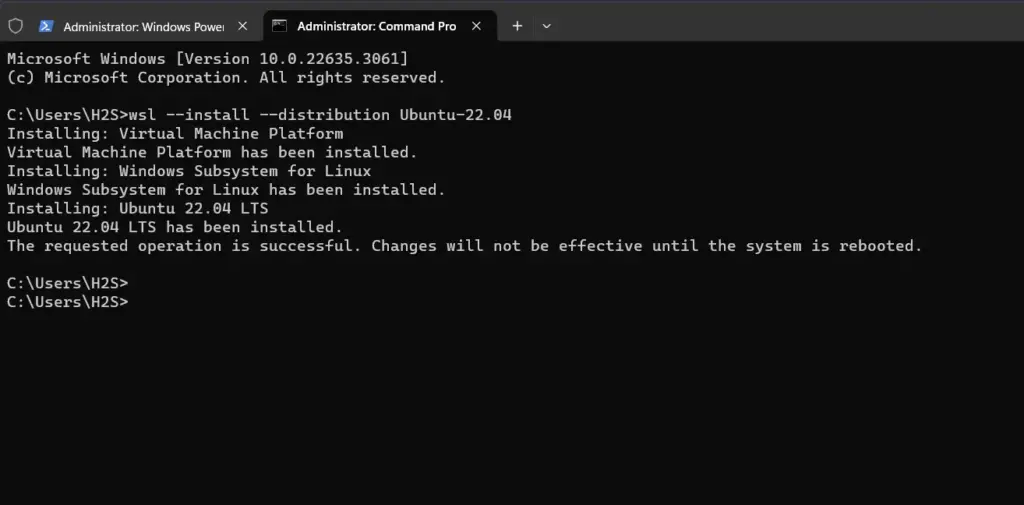 Installing Ubuntu on Windows using command