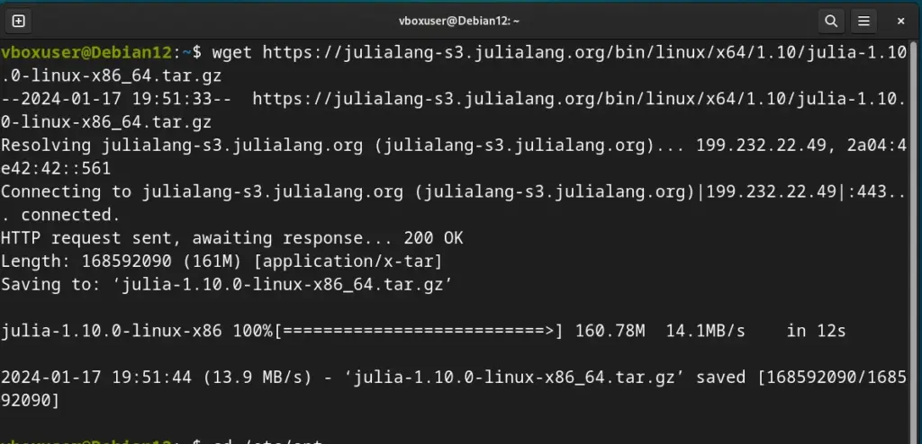command to download julia
