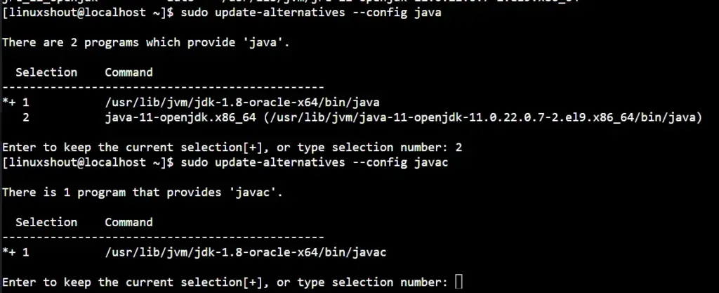 Change the default version of Java in Almalinux or Rocky
