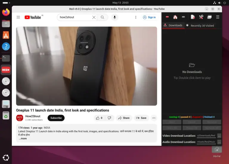 Red youtube app for Ubuntu 24.04 linux