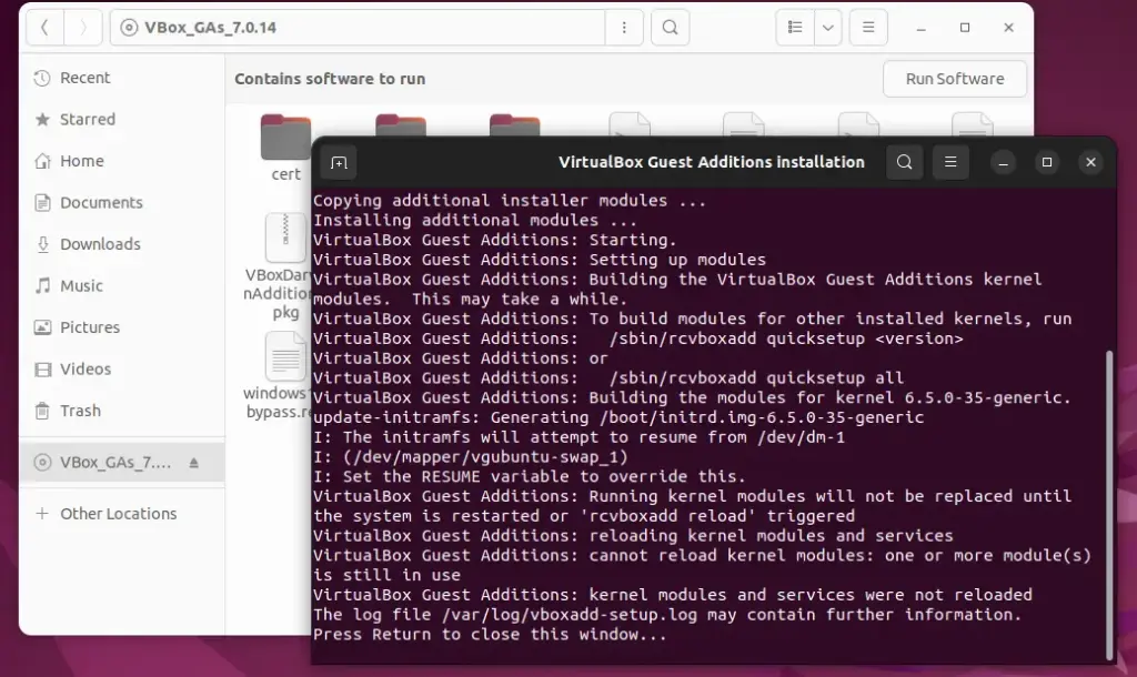 Complete Guest Additions on Ubuntu 24.04