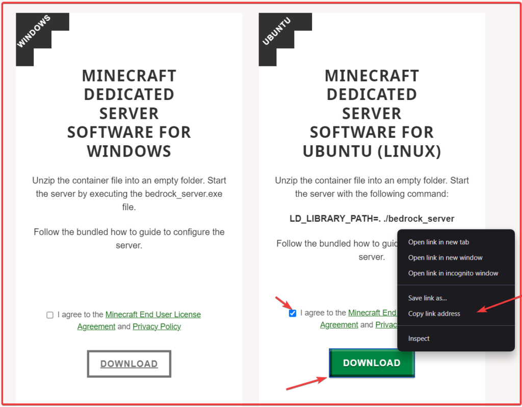 Download the Minecraft Bedrock Server