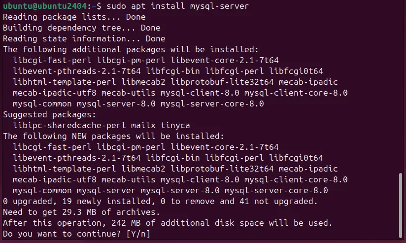 Installing MySQL Server ubuntu 24.04