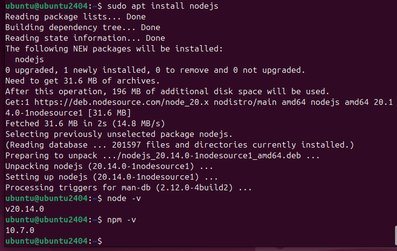 Installing NodeJs and NPM on UIbuntu 24.04