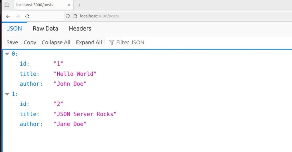 get the list of users JSON server