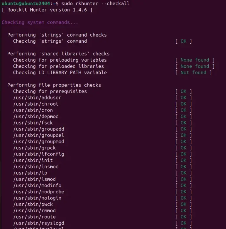 Run Rootkit Hunter to Scan Ubuntu 24.04