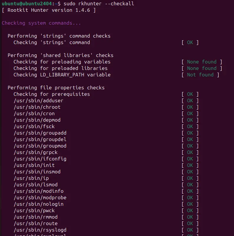 Run Rootkit Hunter to Scan Ubuntu 24.04