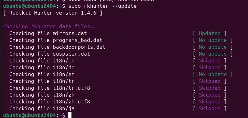 Update Rootkit Hunter Database Definations