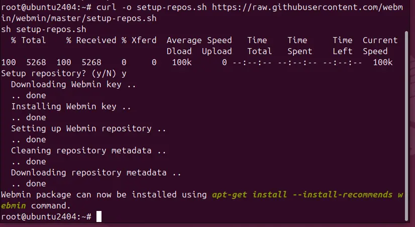 Adding Webmin repository Ubuntu 24.04