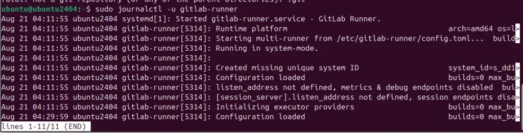 Check GitLab Runner Logs