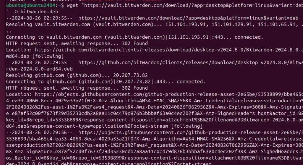 Downloading Bitwarden Ubuntu 24.04