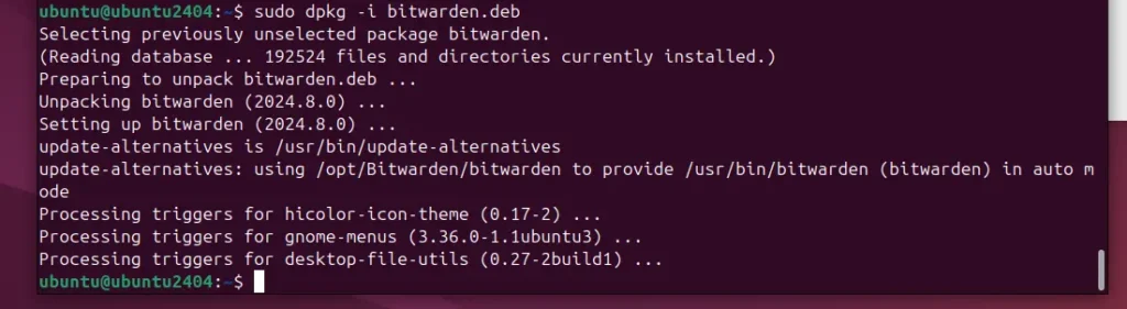 Installation command for Bitwarden linux