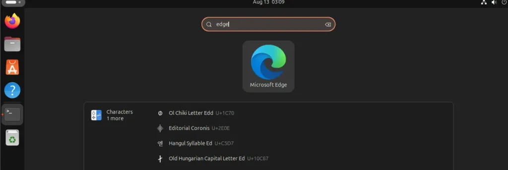 Open Edge browser from Application Menu