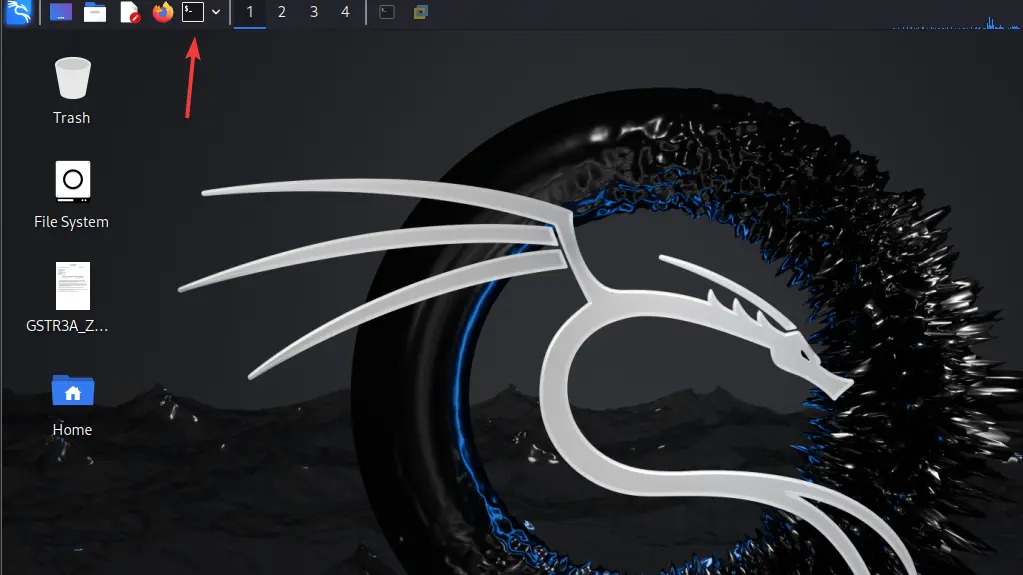 Open Kali linux command terminal