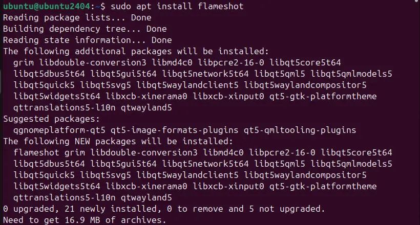 Use to APT install Flameshot Ubuntu 24.04