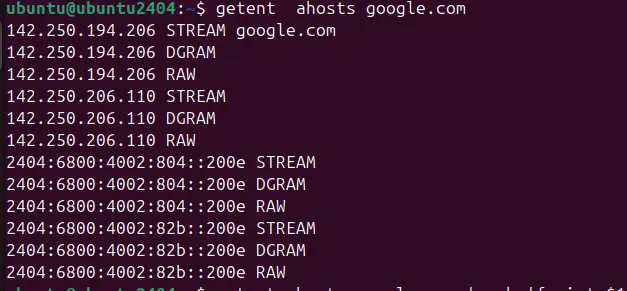 getent Command to find hostname public ipaddress