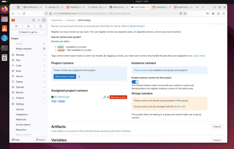 installing Gitlab Runner on Ubuntu 24.04 or 22.04 Linux