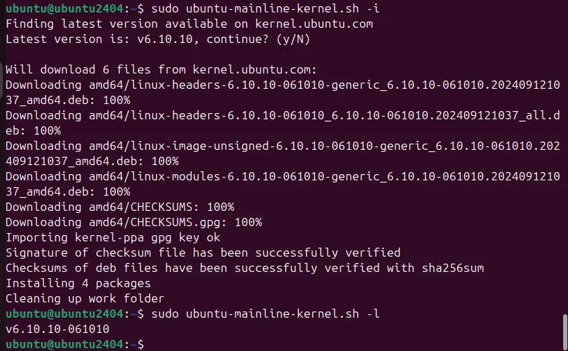 list the installed Ubuntu mainline kernel